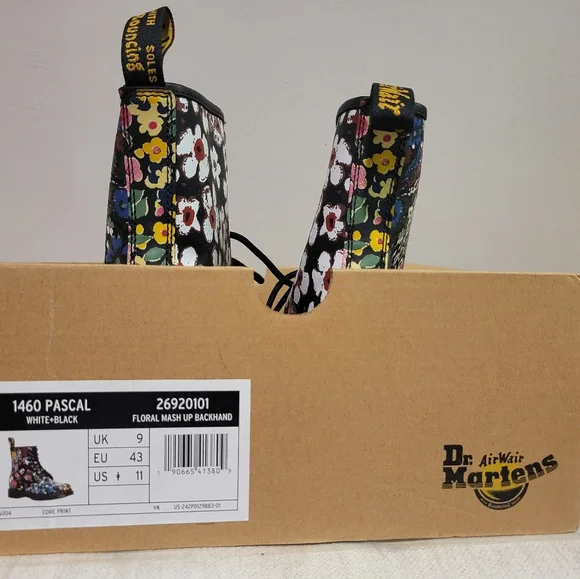 Dr. Martens 1460 Pascal Floral Mash Up Leather Lace Up Boots - Picture 6 of 7